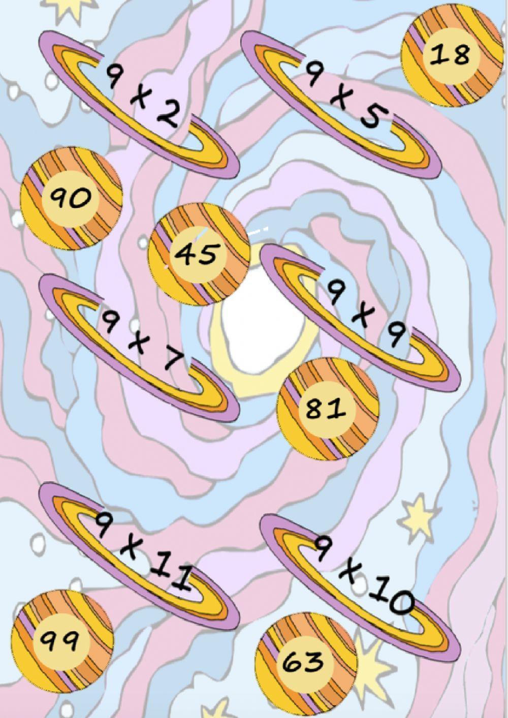 Tabla del 9: Júpiter con sus anillos.