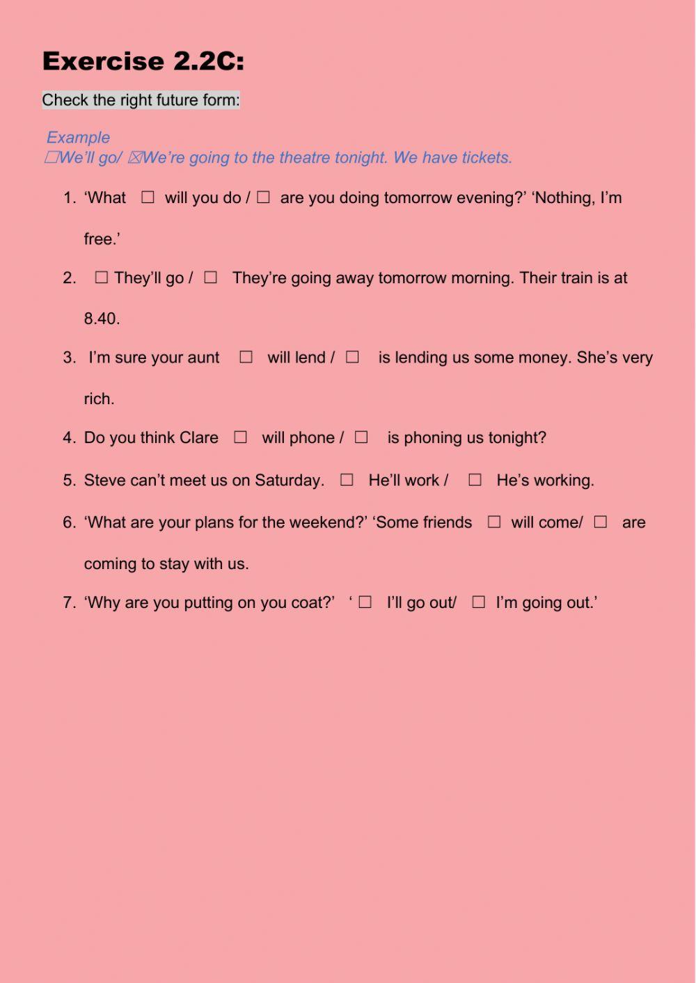 Elementary-L2T2-Grammar : Future forms present continuous-going to-will