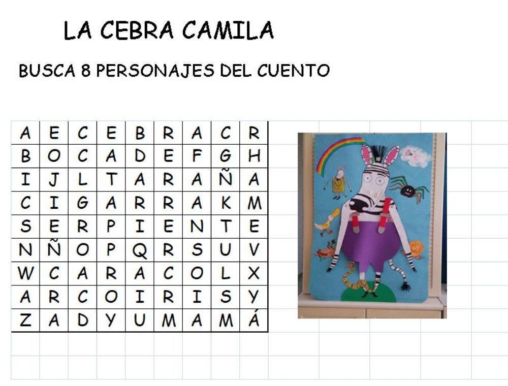 Sopa de letras La cebra Camila