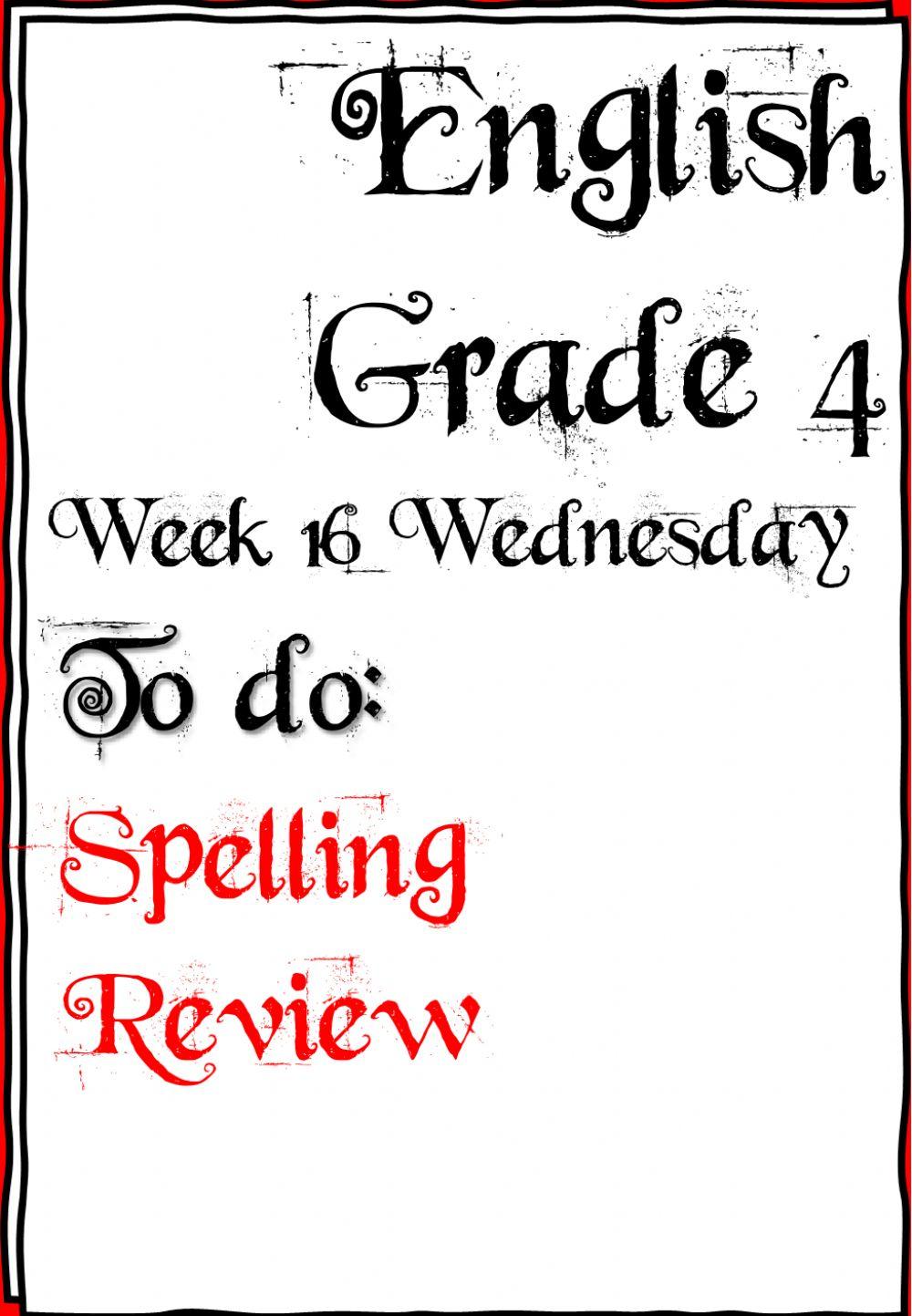 Week 16 - Wednesday - English - Grade 4