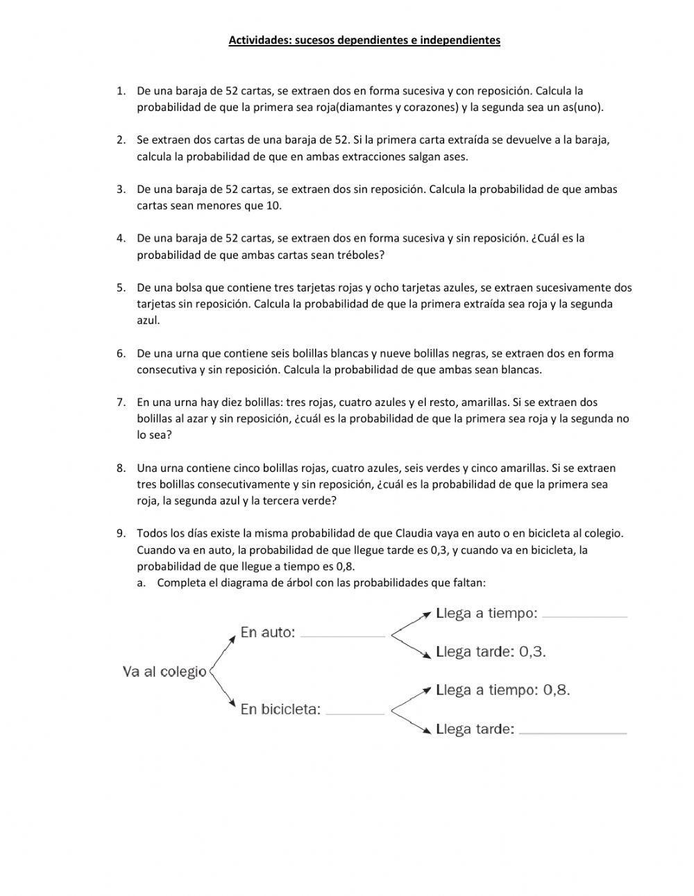 Sucesos independientes y dependientes