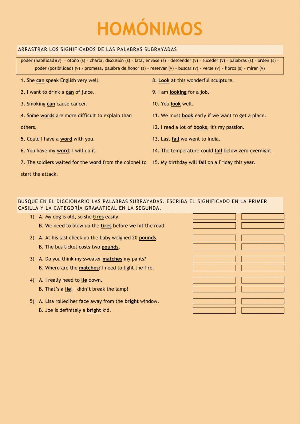 Homonyms interactive worksheet | Live Worksheets