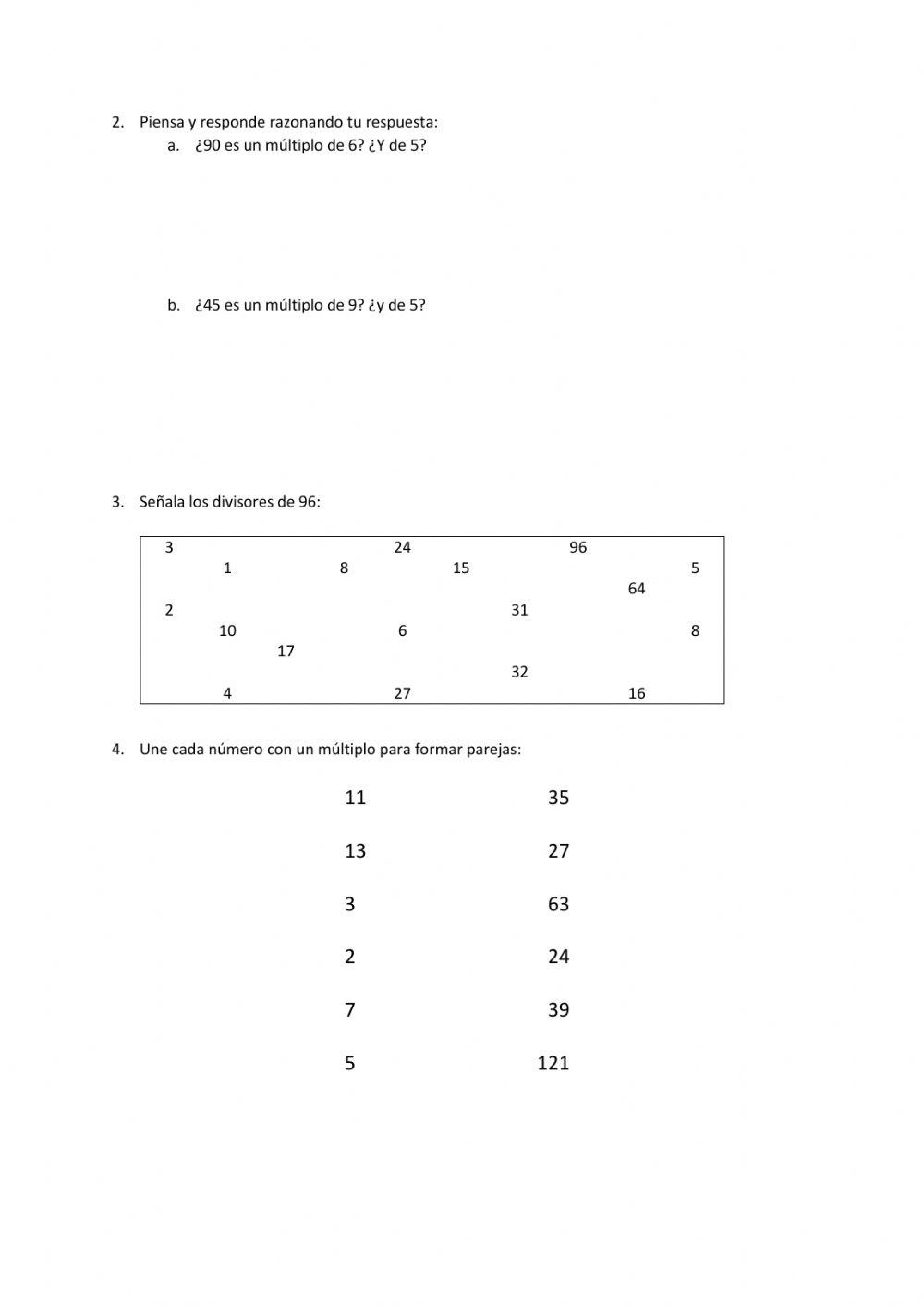 Múltiplos y divisores