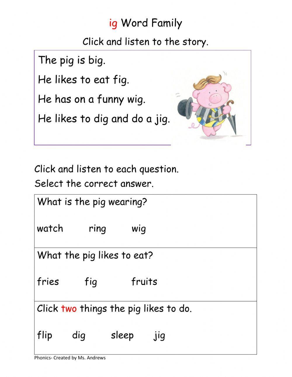 Ig Word Family 242395 MsAndrews Live Worksheets