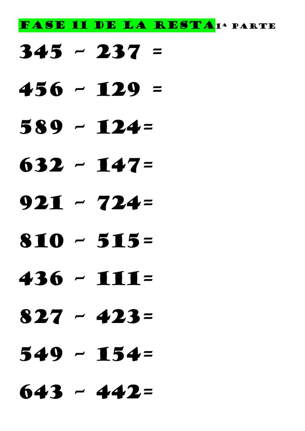 Fase 11 de la resta 1ª parte