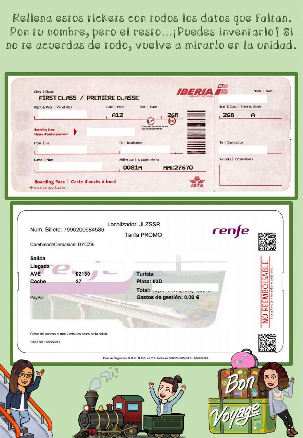 Aprende a rellenar tickets de viaje
