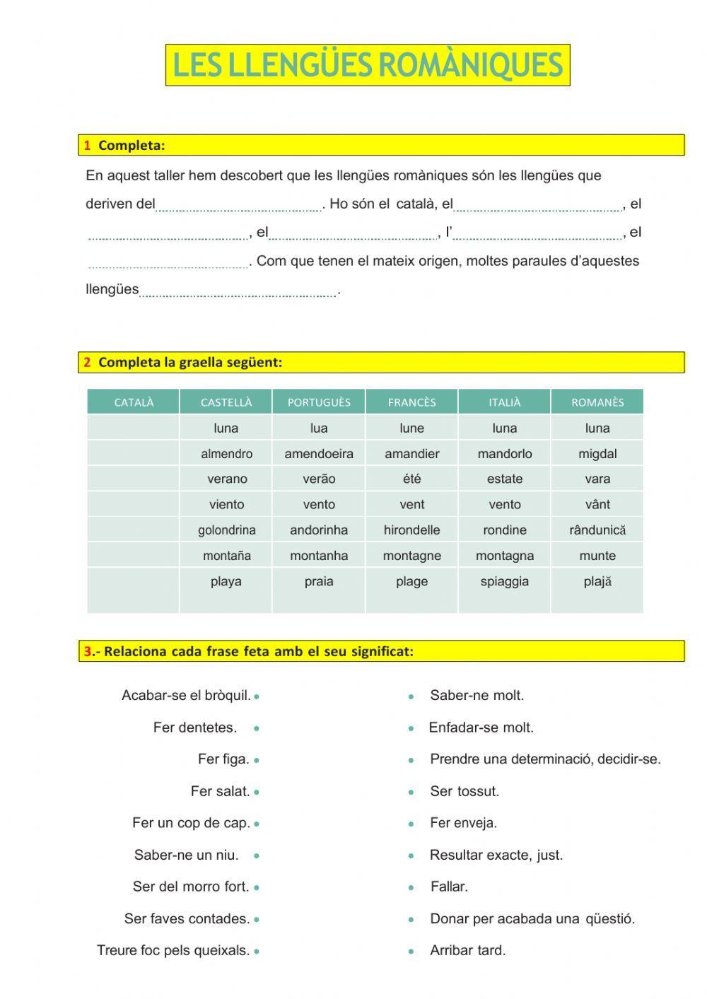 Llengües Romàniques - frases fetes - registres