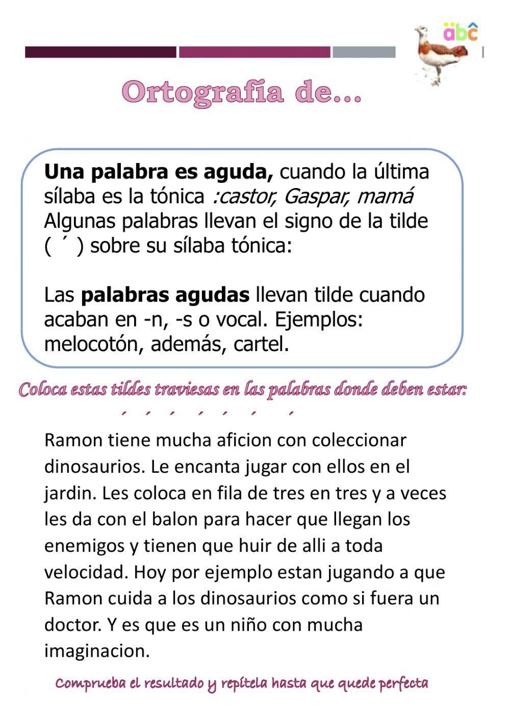 Acentuación de palabras agudas