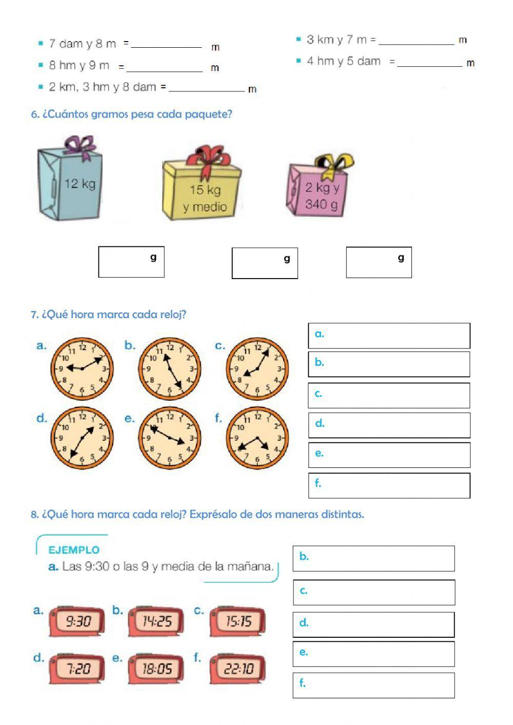 REPASO ACUMULATIVO DEL TEMA 13 DE MATEMÁTICAS (3º de Primaria)