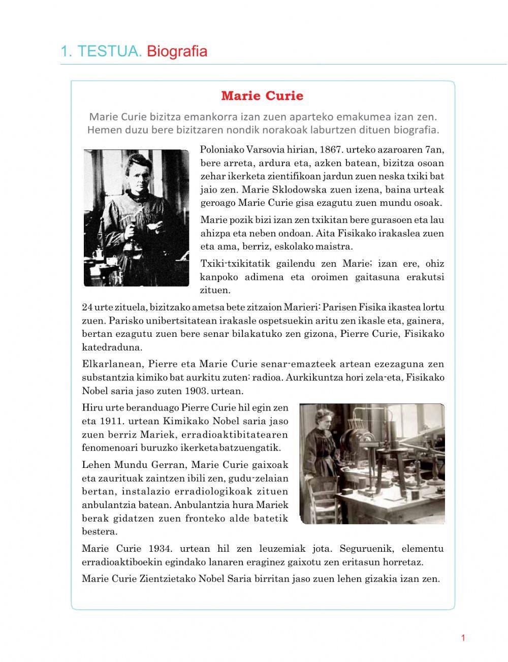 Marie Curie Biografia