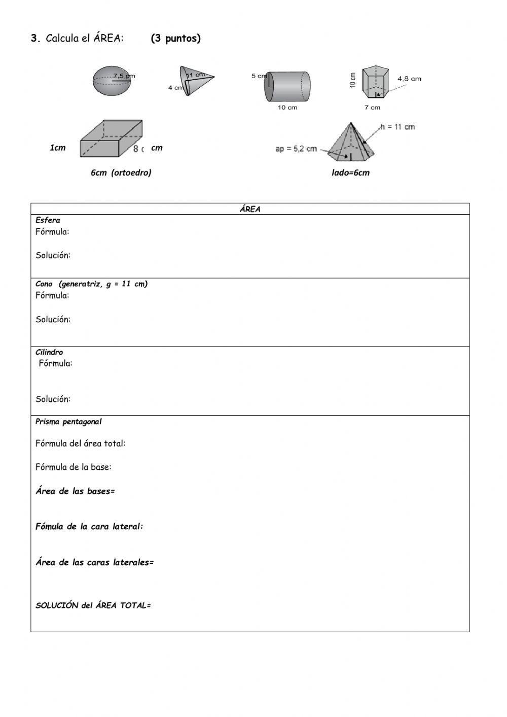 Áreas de figuras planas y cuerpos geométricos