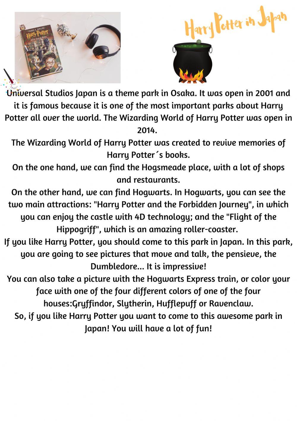 Harry Potter theme park Japan for school