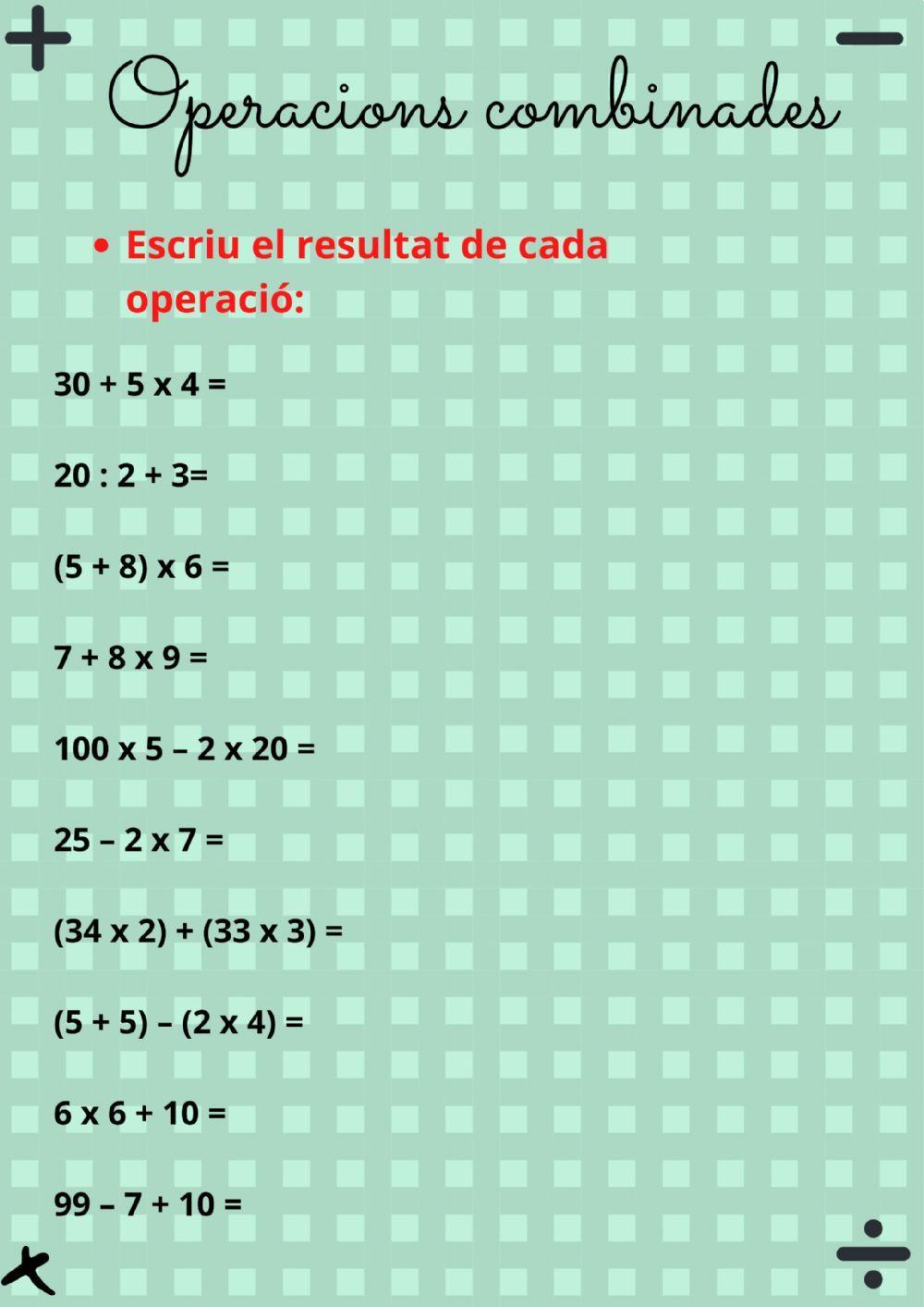 Operacions combinades resultats