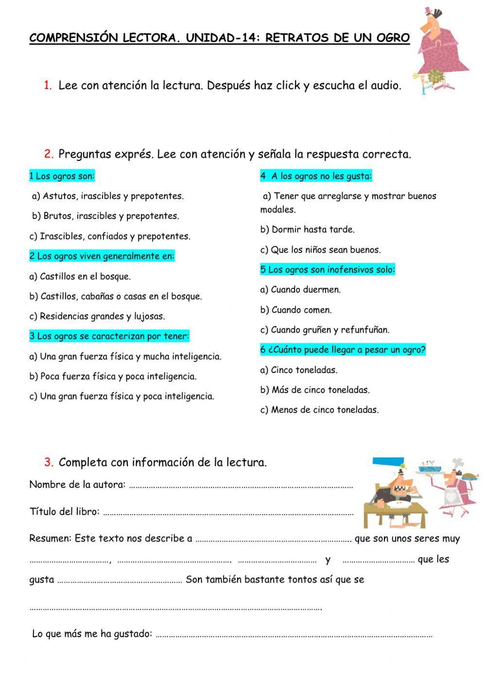 Lectura comprensiva u-14 lengua