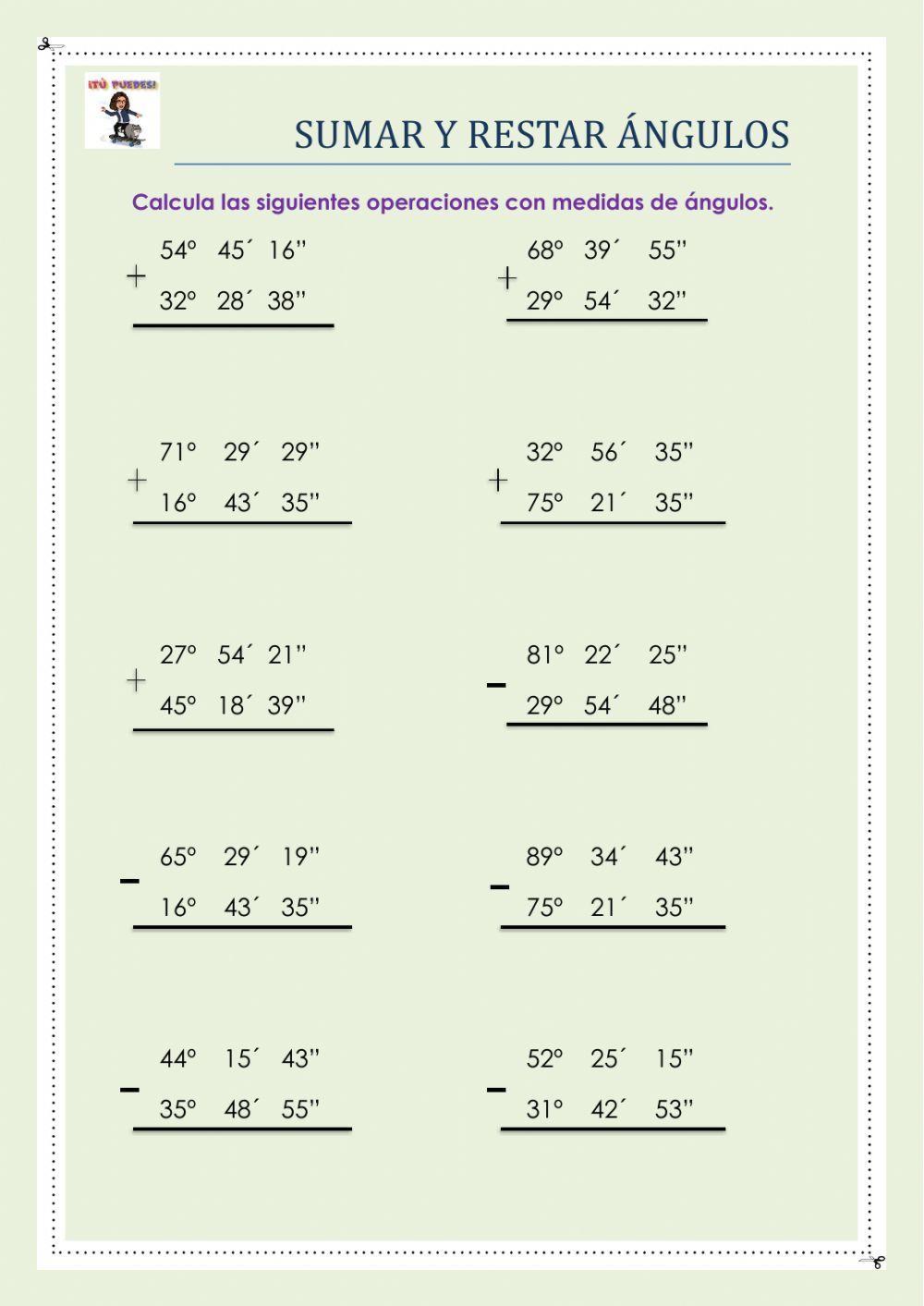 Medidas de ángulos (sumas y restas)