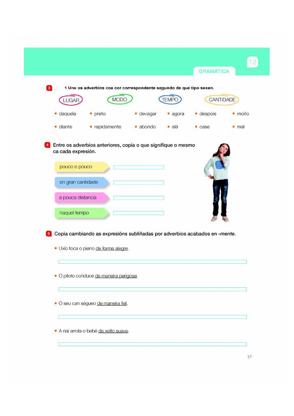 Adverbios, dous puntos, raia, siglas