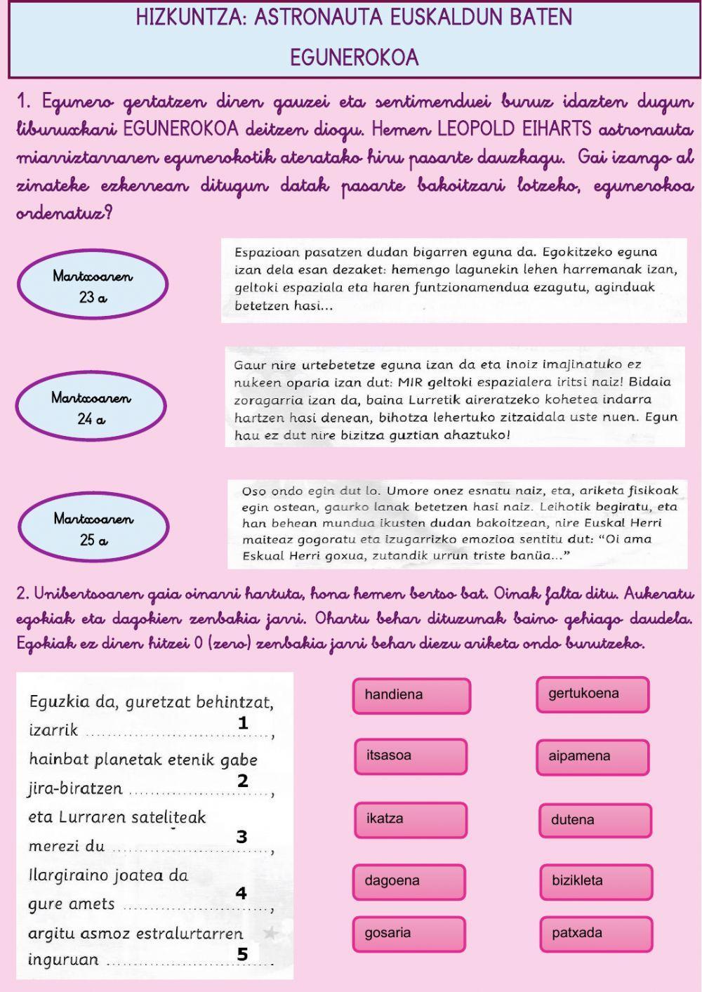 Hizkuntza unibertsoko hitzekin jolasean 2