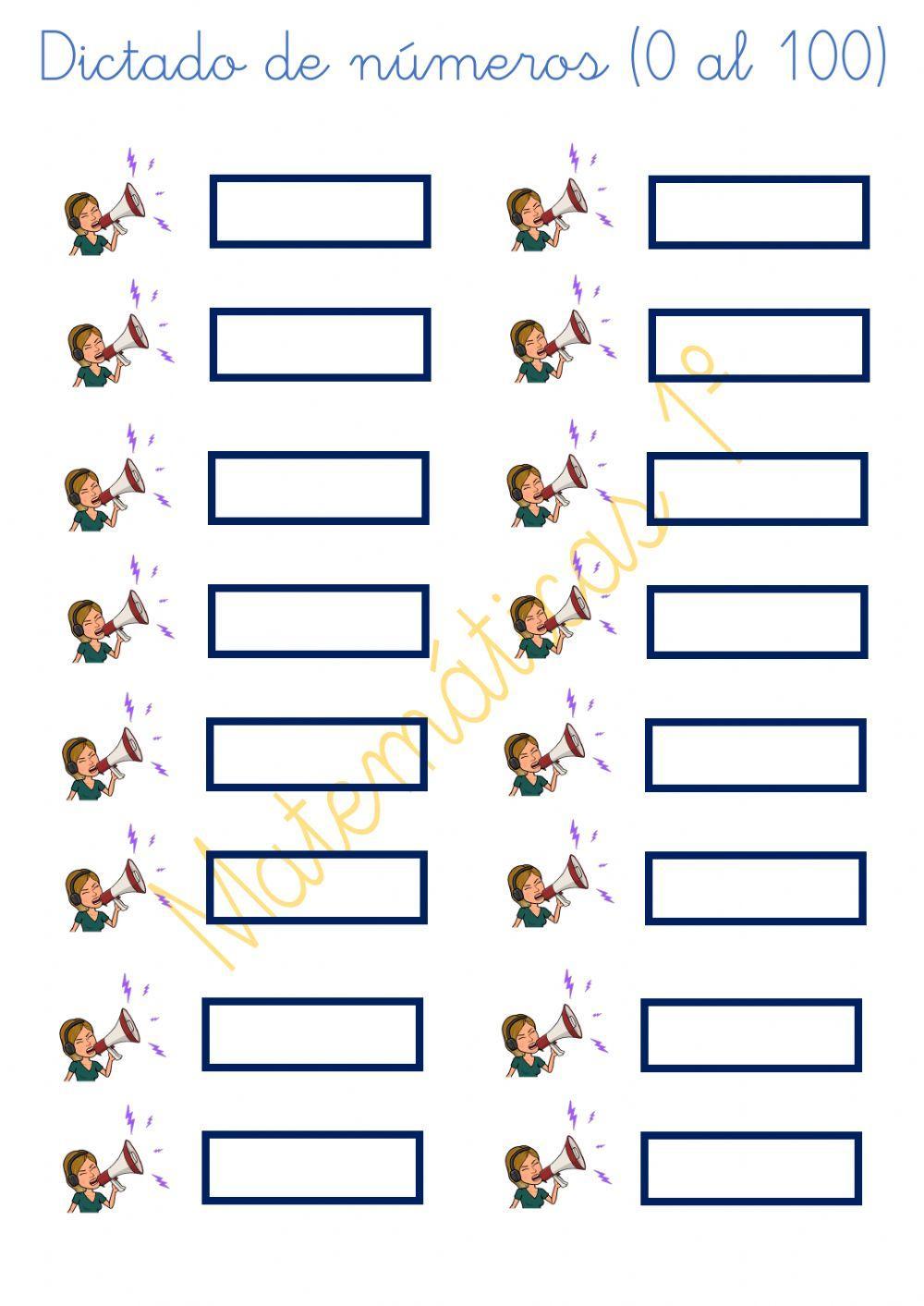 Dictado de números (0 a 100)