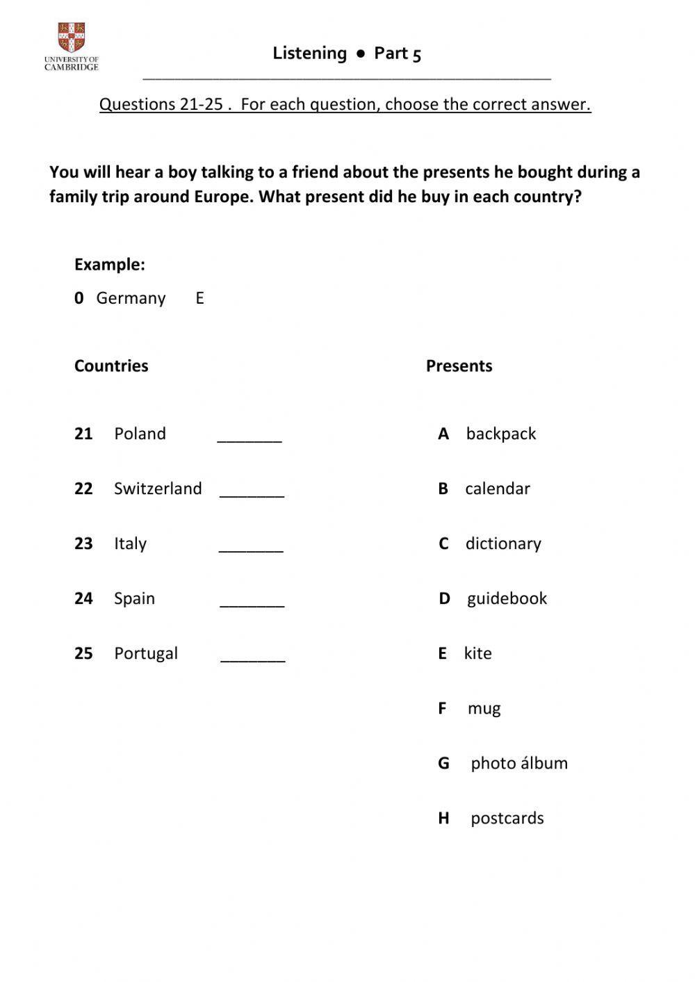 KEY listening part 5 (trainer)