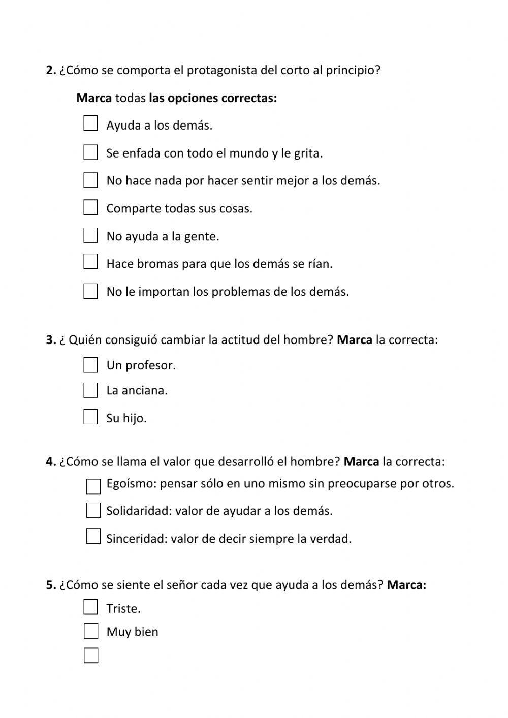 Preguntas comprensión y reflexión - corto solidaridad