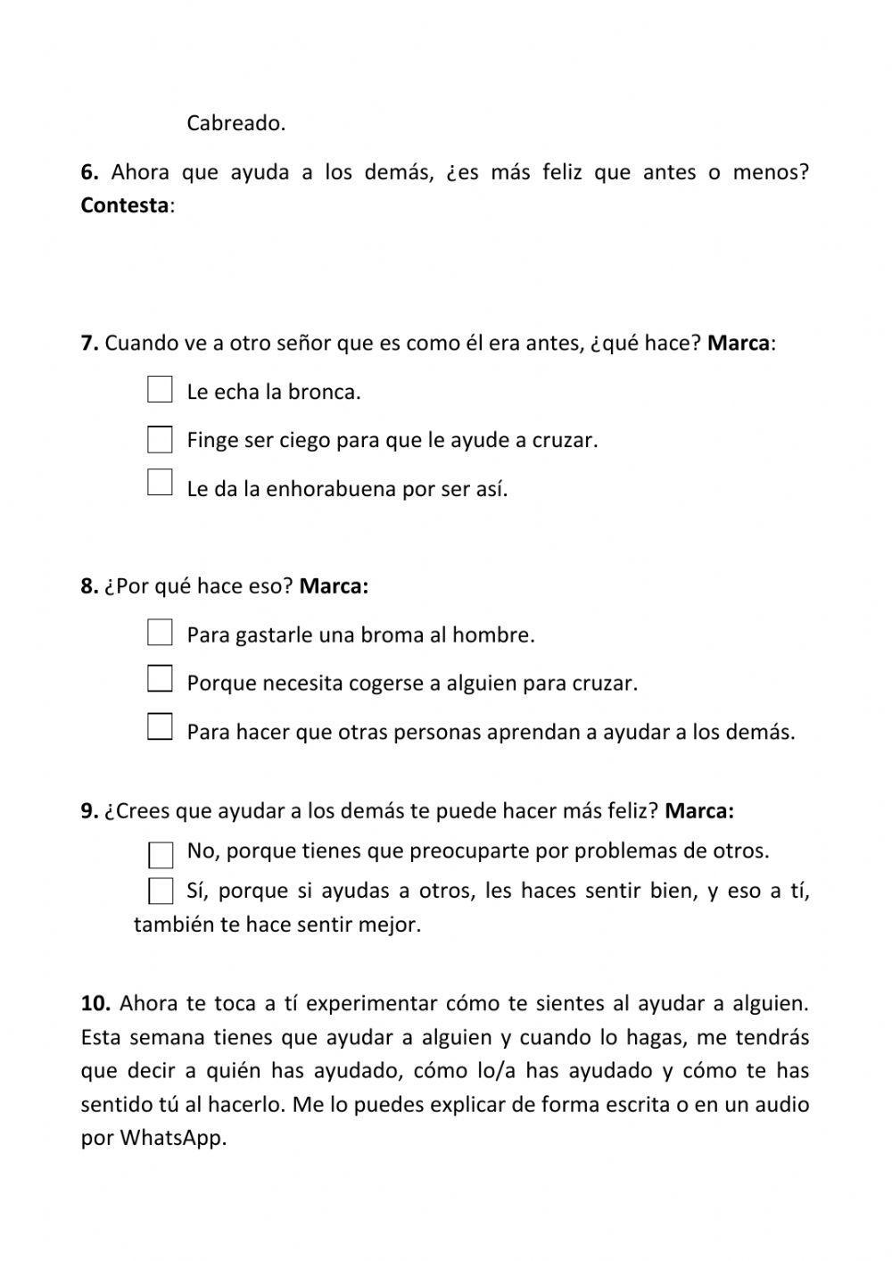 Preguntas comprensión y reflexión - corto solidaridad