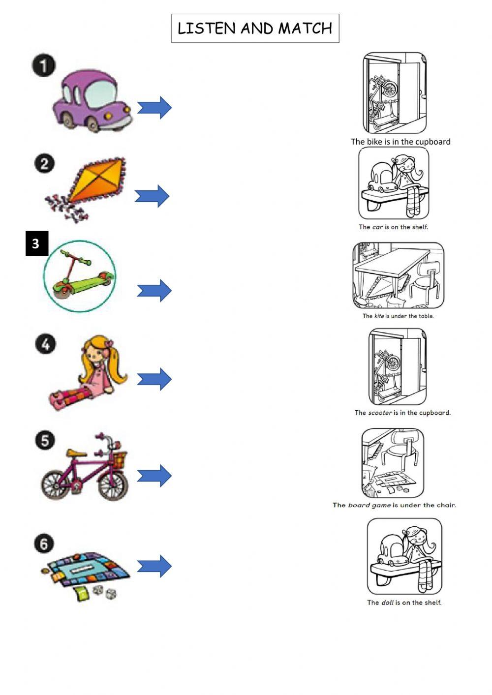 Listen,read and match worksheet | Live Worksheets