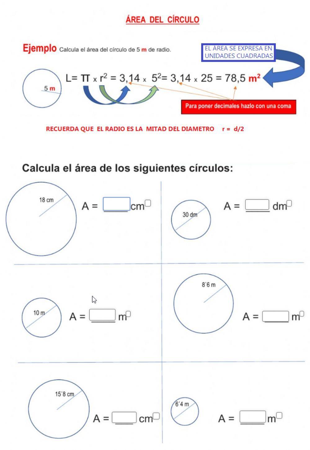 Área del círculo Área del círculo