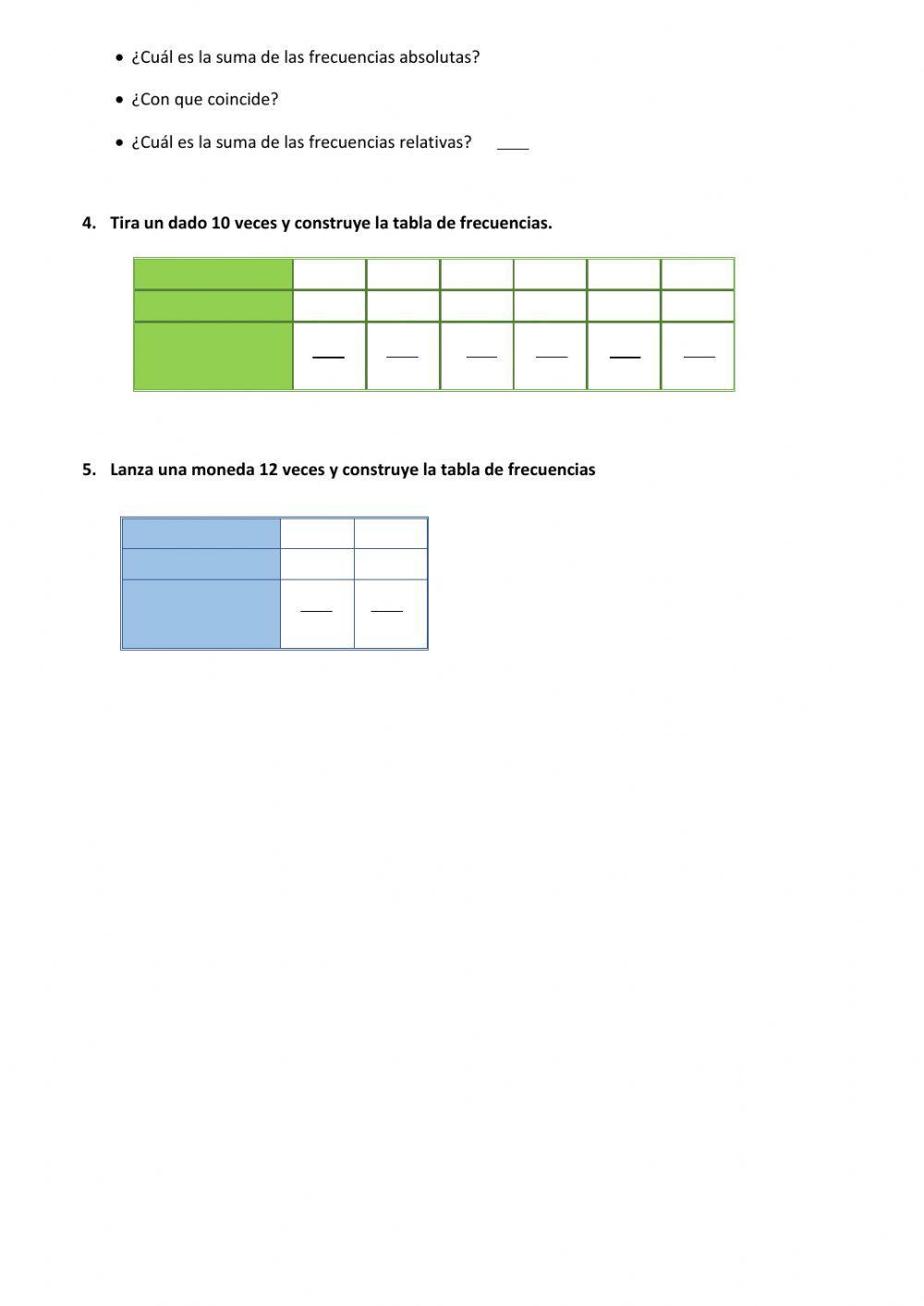 Estadística. Variables estadísticas, frecuencias absolutas y frecuencias relativas