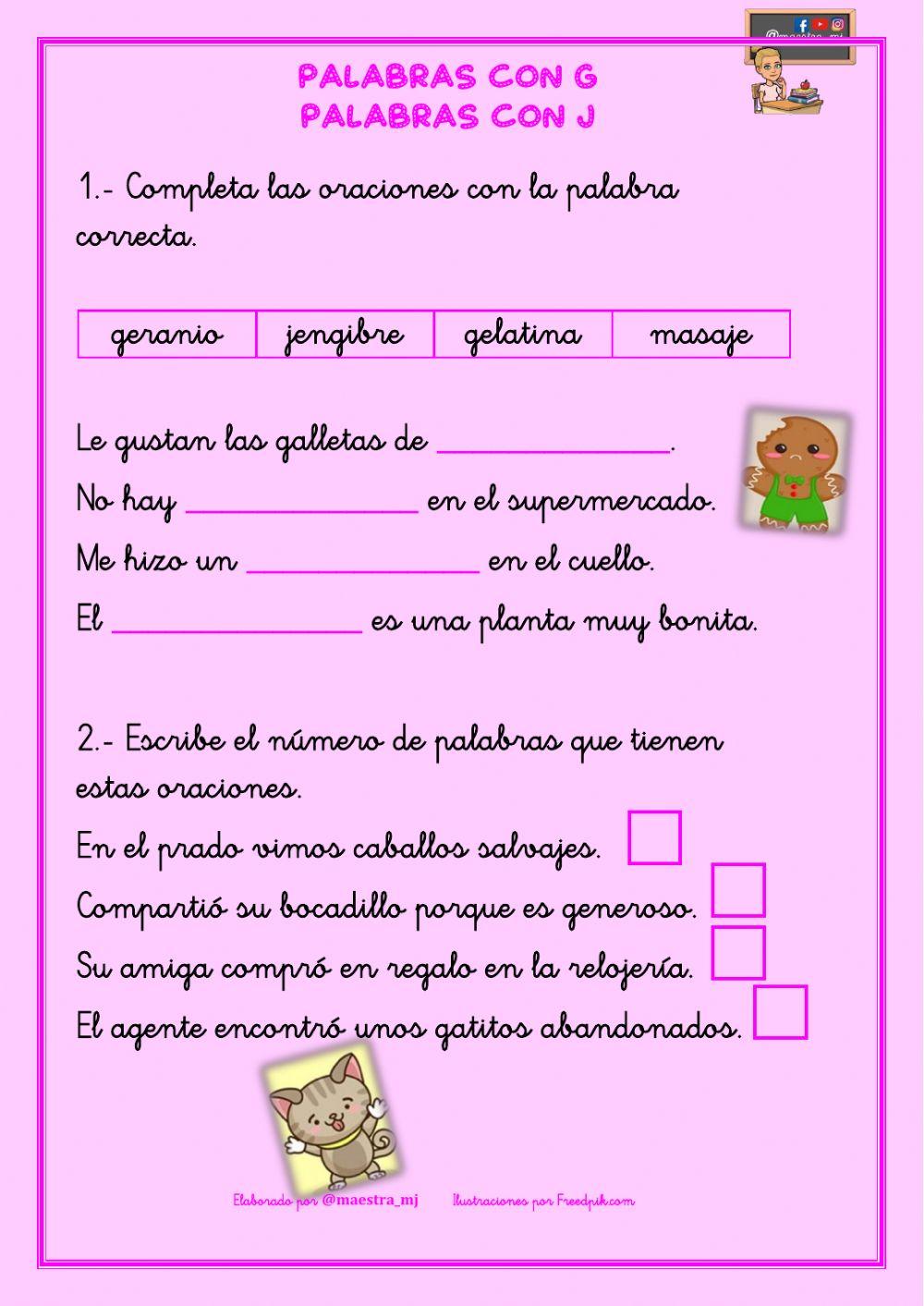 Palabras con g y con j Palabras con g y con j