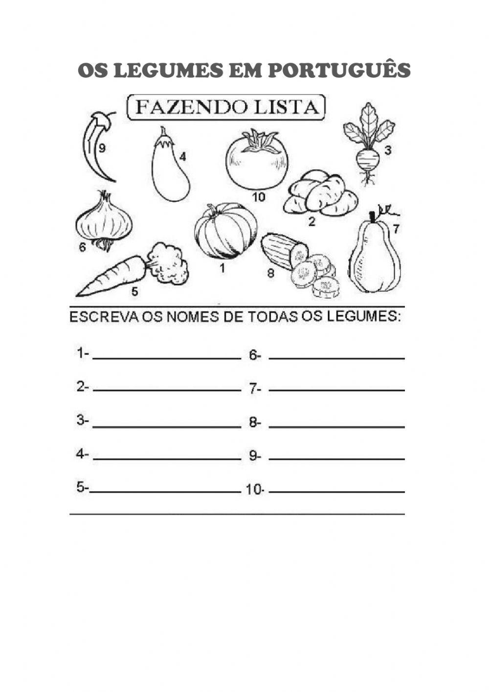 Os legumes em português