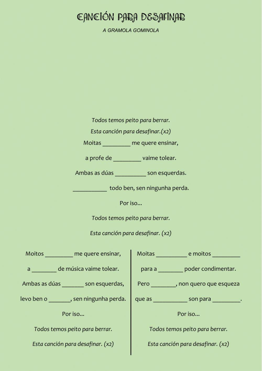 Canción: Canción para desafinar