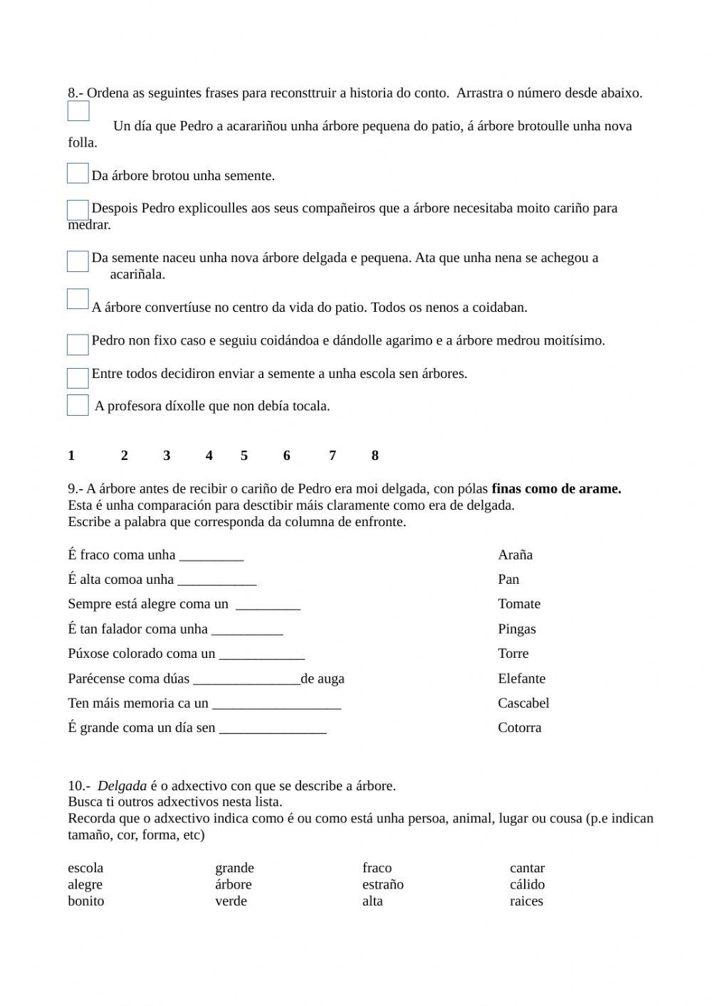 Comprensión auditiva: A árbore da escola.