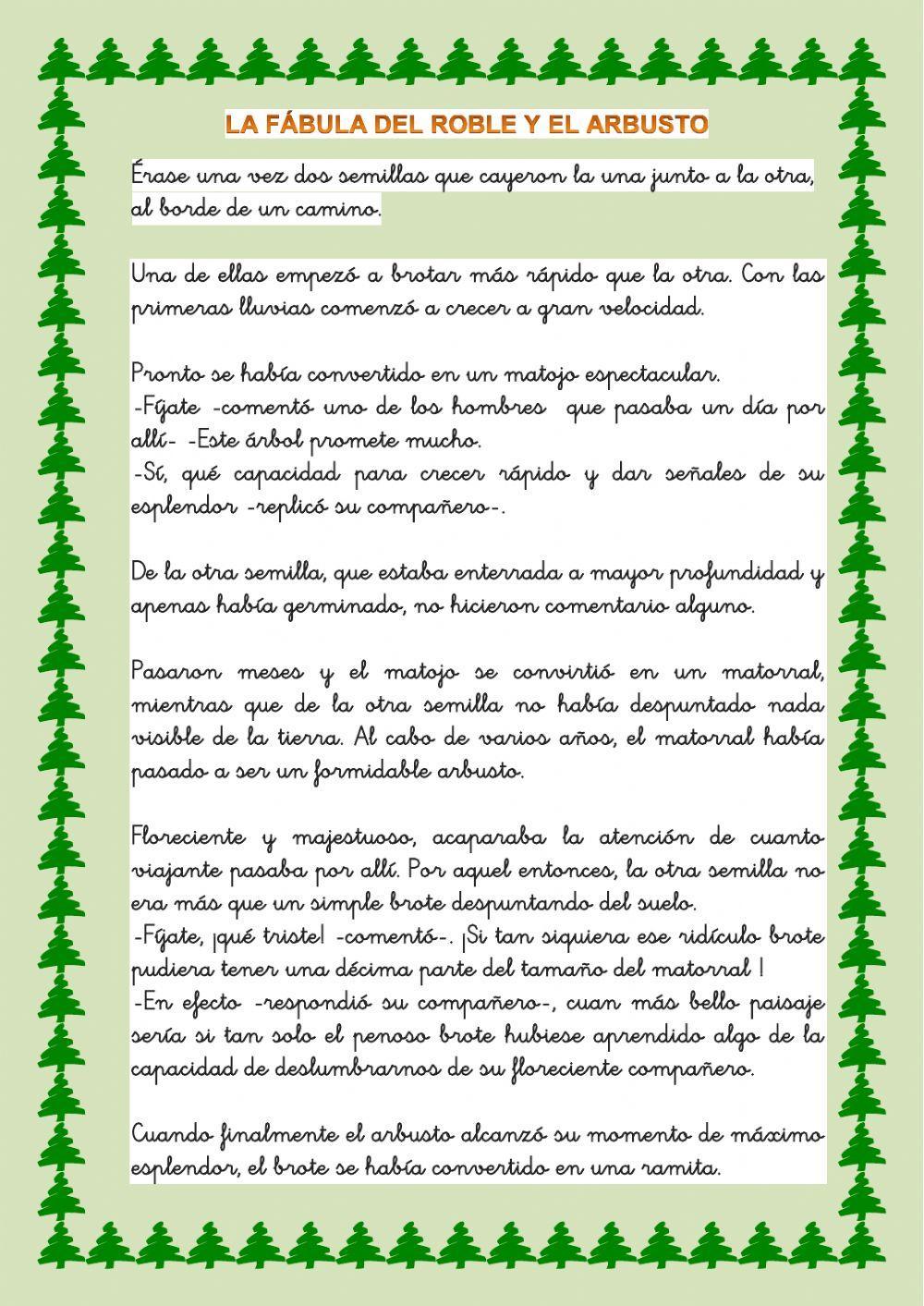 Fábula del roble y el arbusto