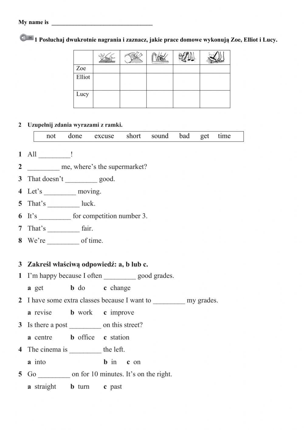 Evolution Plus Klasa 5 Unit 1 Unit 4 test - Evolution Plus 2 online exercise for | Live Worksheets