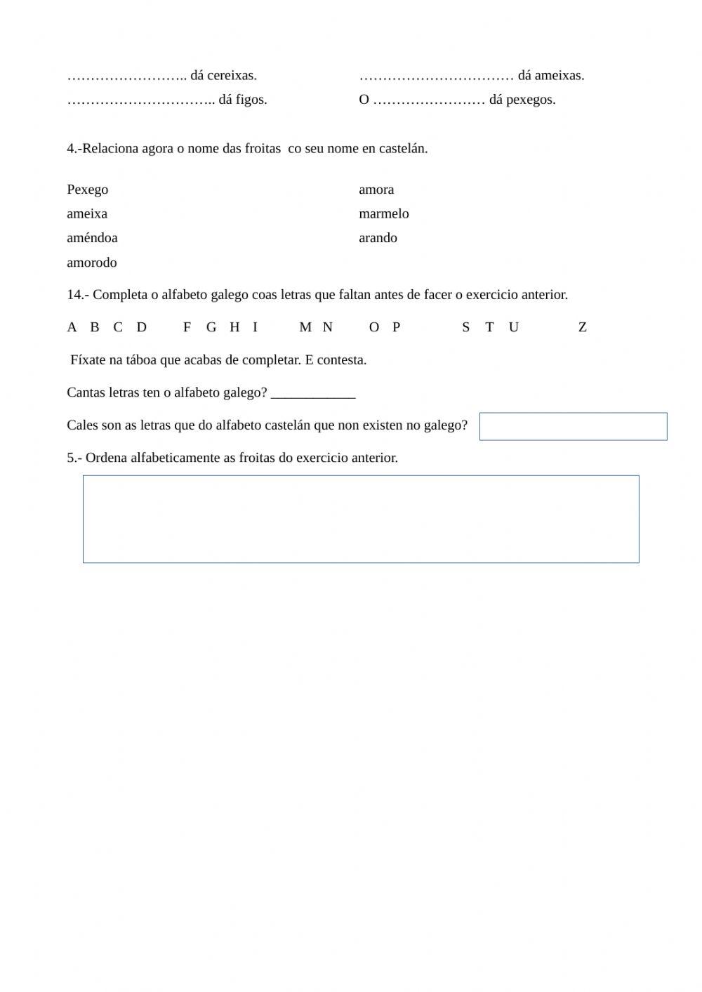 Actividades sobre - A árbore da escola-