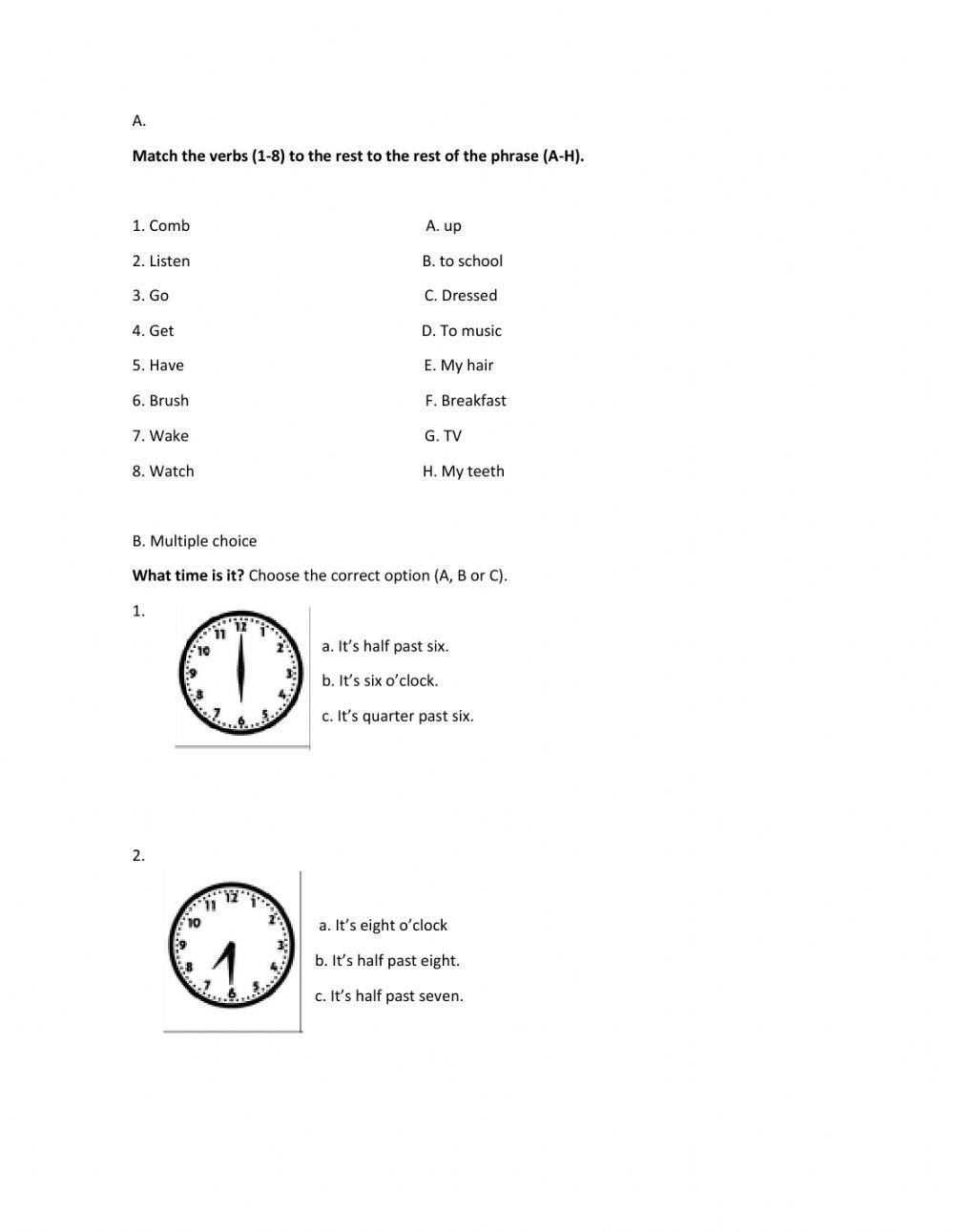 Daily routine and telling the time