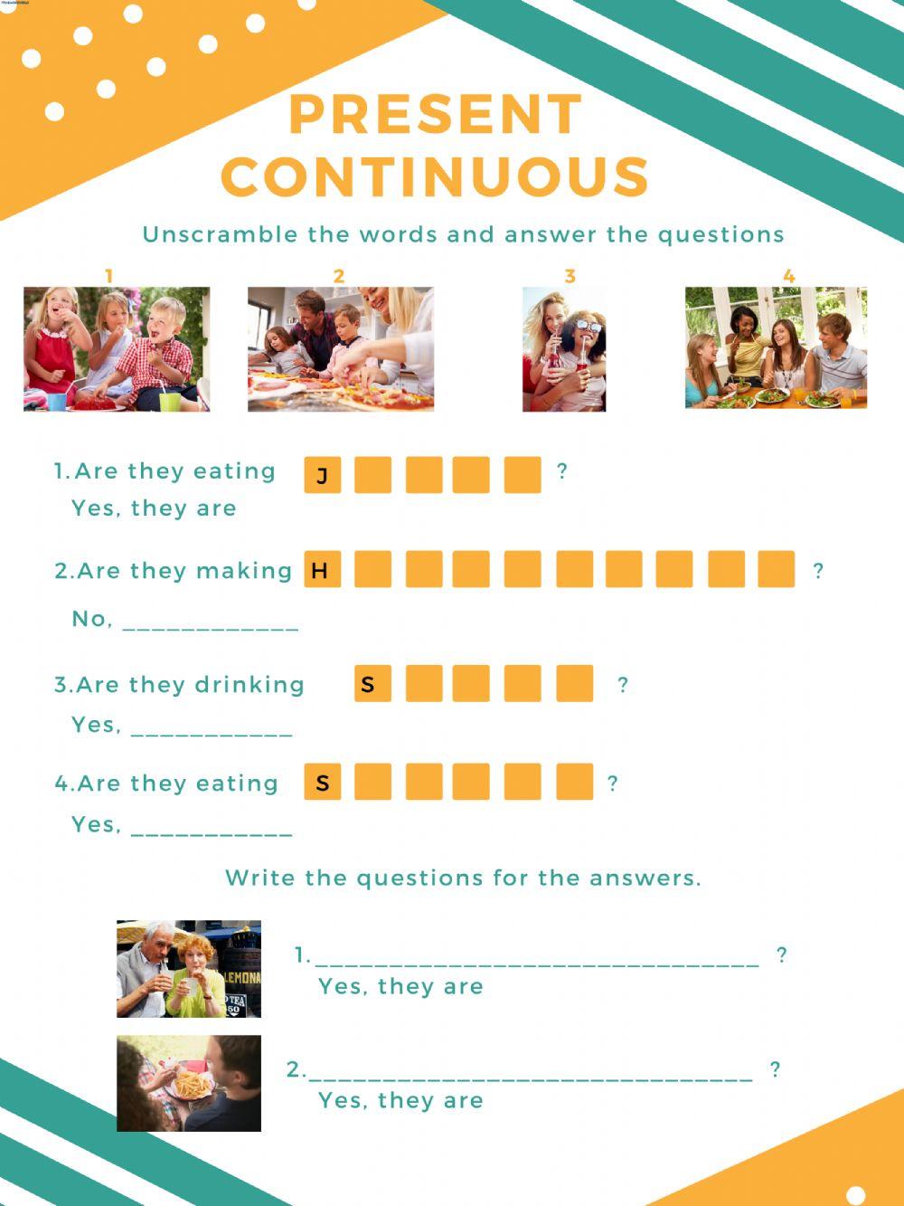 Present Continuous -Questions and sentences