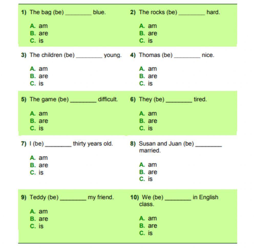 Verb to be affirmative