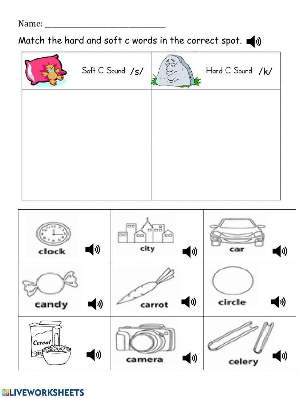 Hard and Soft -C- sounds worksheet | Live Worksheets Hard and Soft -C- sounds worksheet | Live Worksheets