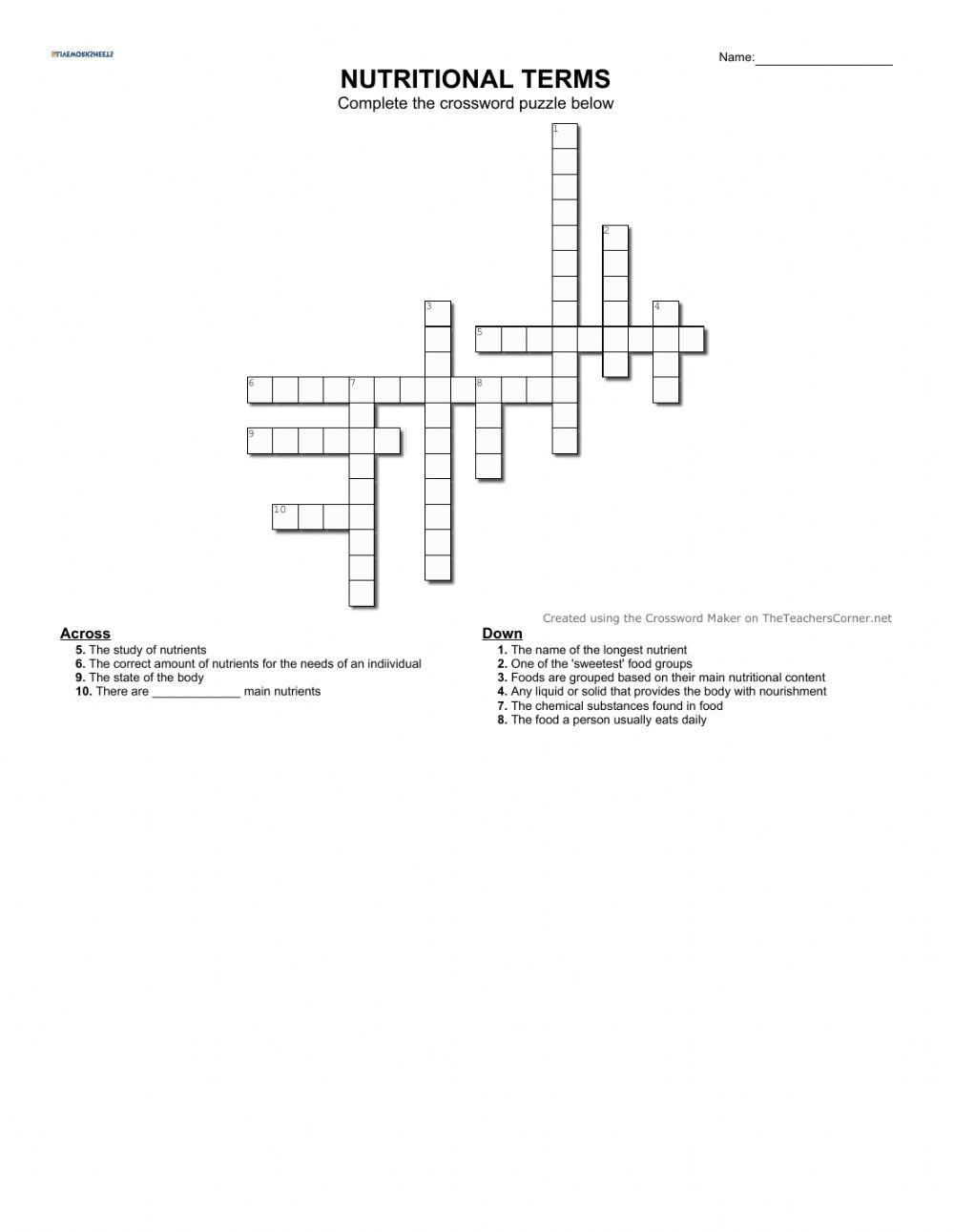 nutritional-terms-worksheet-live-worksheets