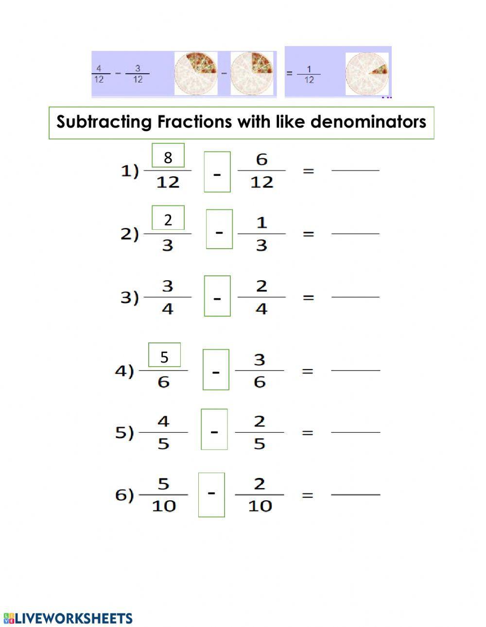 Subtraction Fractions