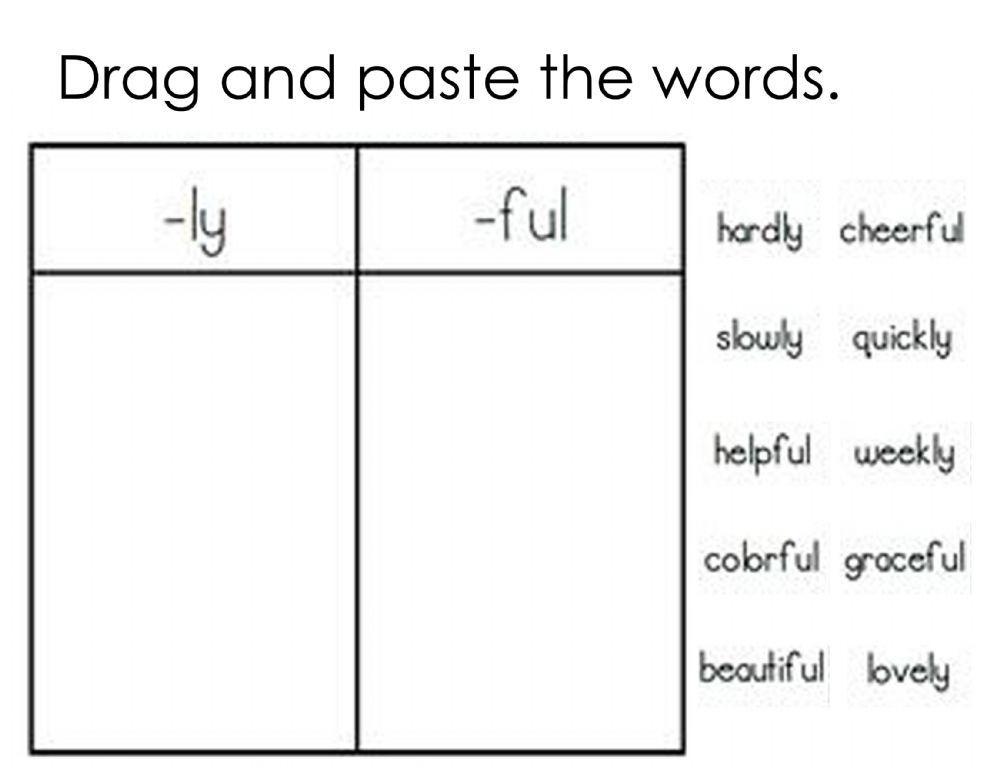 Suffixes -ly and -ful