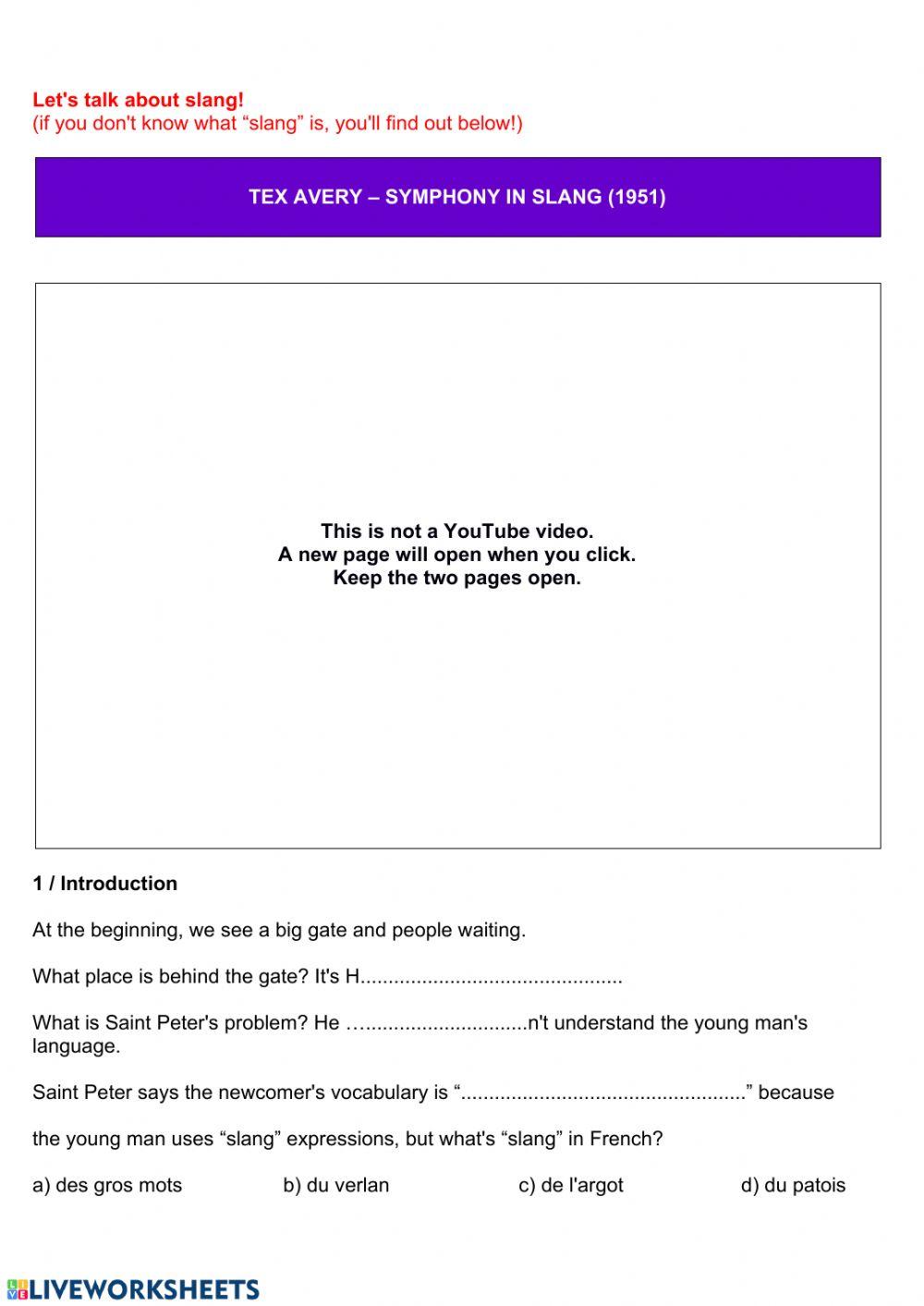 Let's talk about slang with a Tex Avery cartoon.