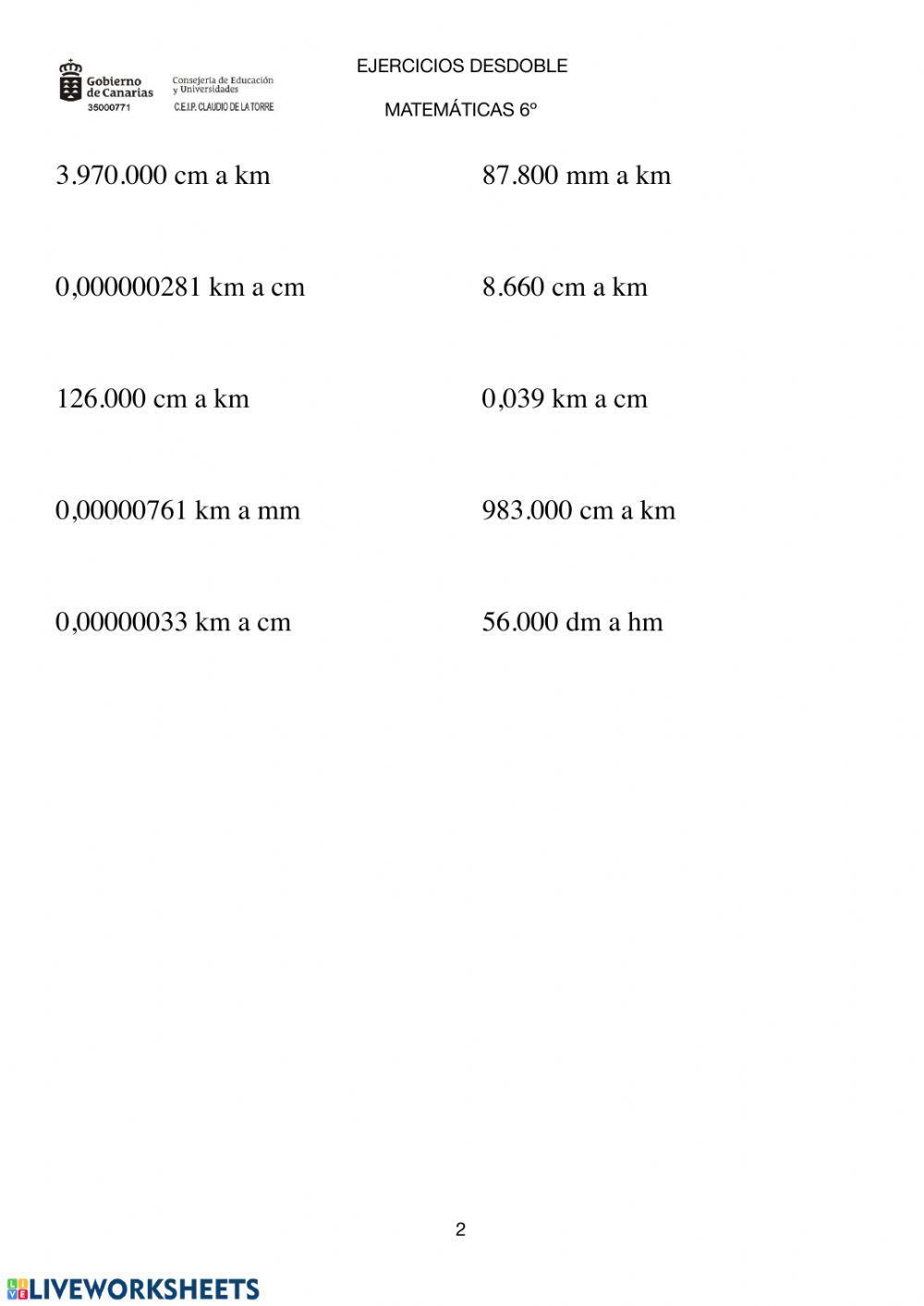 Conversión unidades métricas