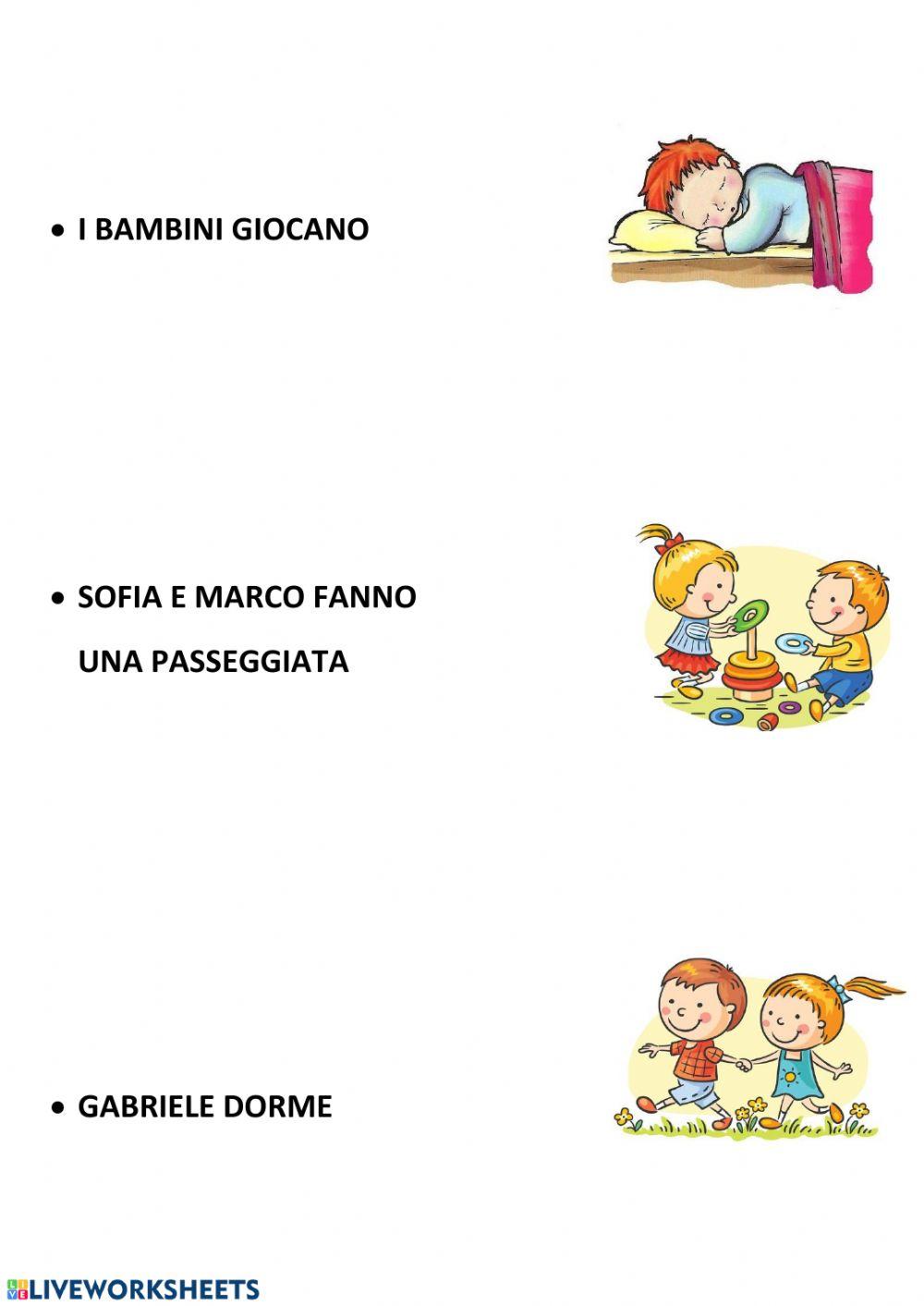 Collega ciascuna frase al disegno