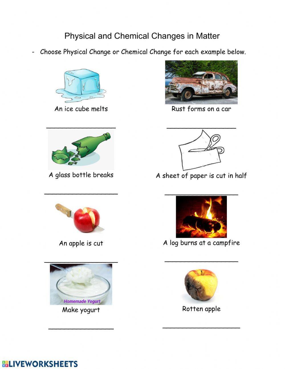 Changes in Matter worksheet | Live Worksheets Changes in Matter worksheet | Live Worksheets