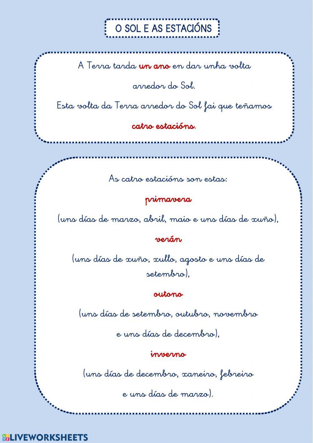 O SOL E AS ESTACIÓNS