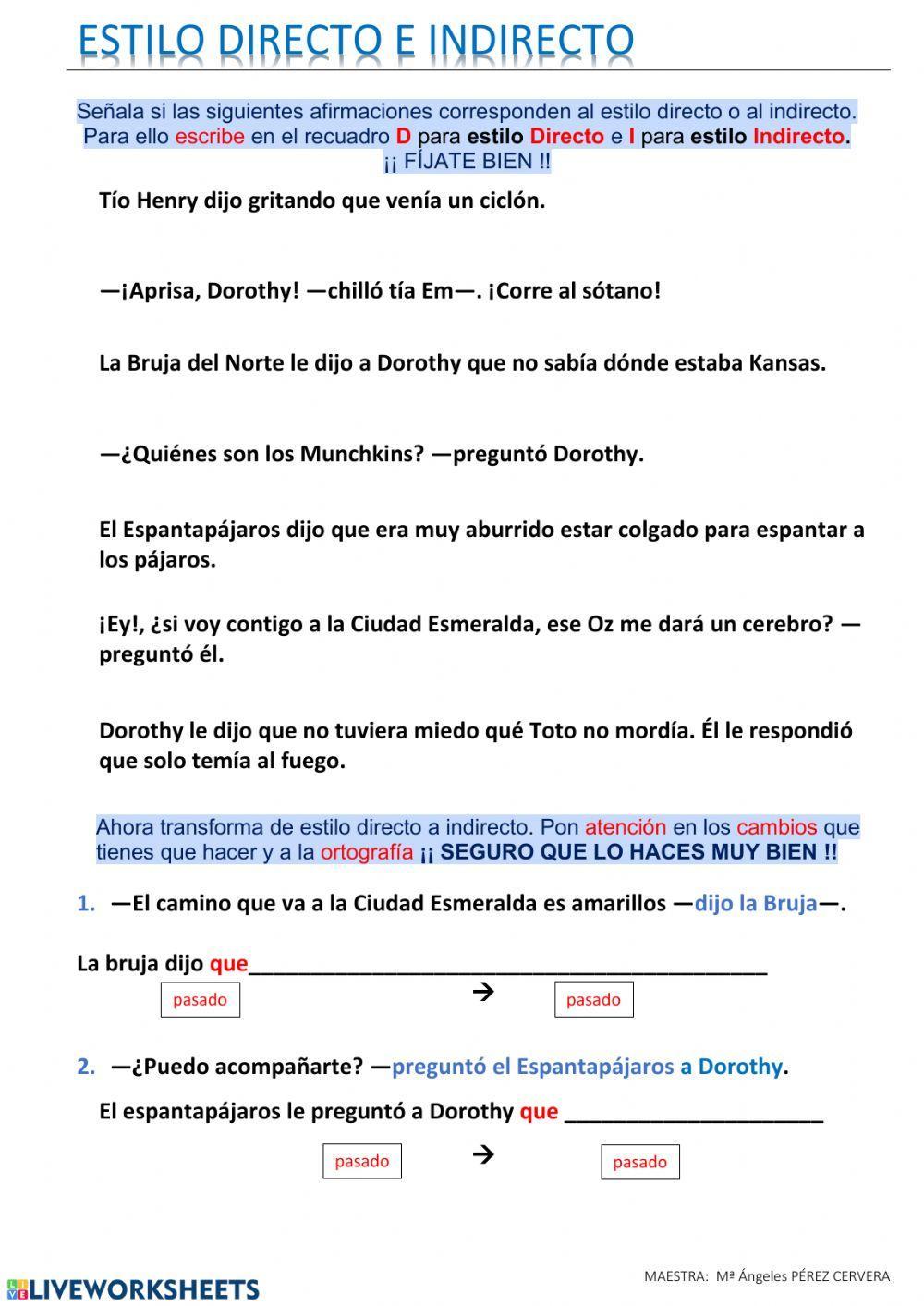 Estilo directo e indirecto