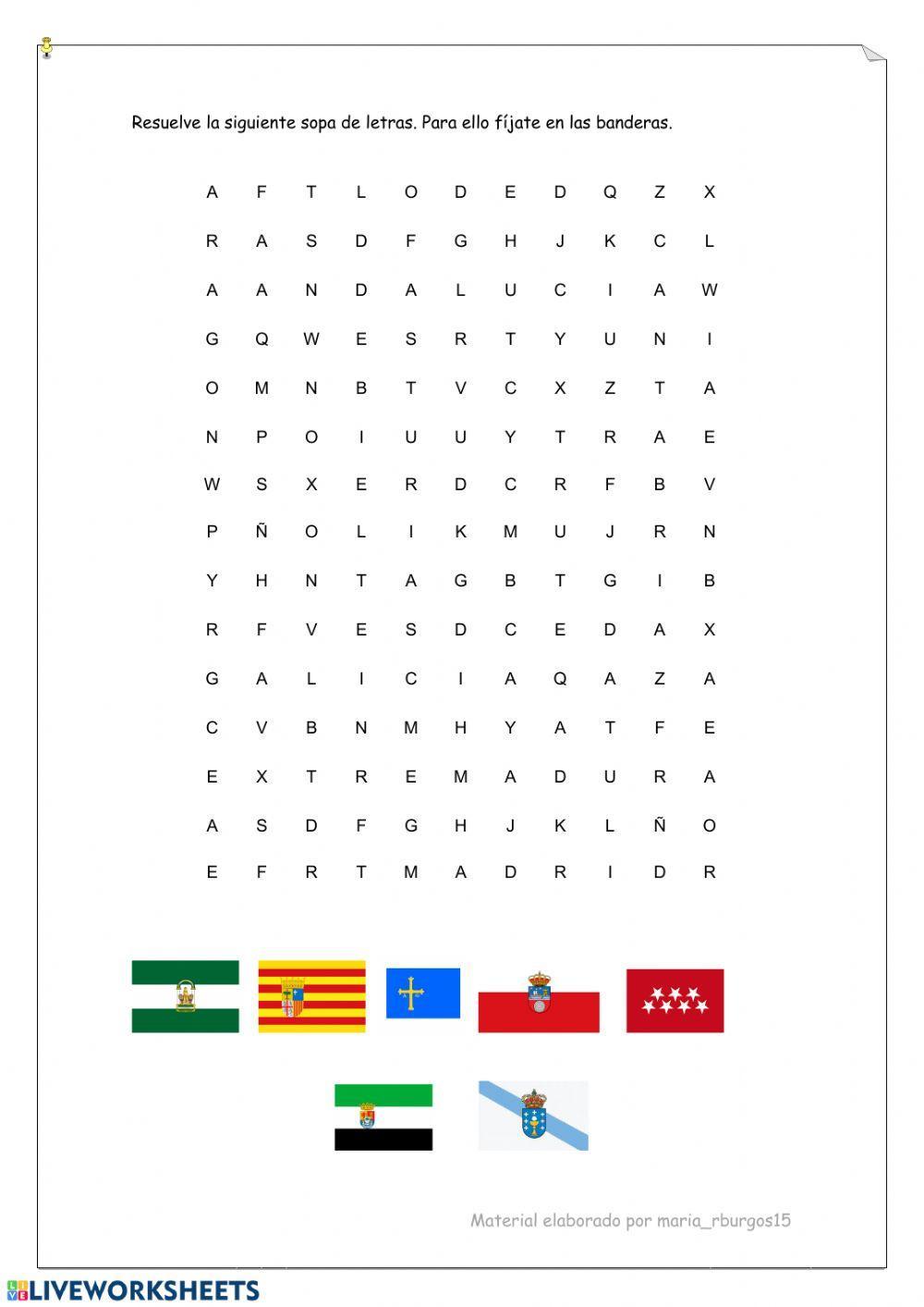 Sopa de letras Comunidades Autónomas