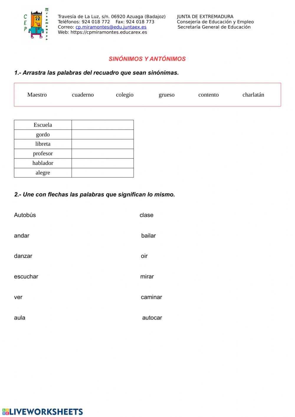 Sinónimos y antónimos 1